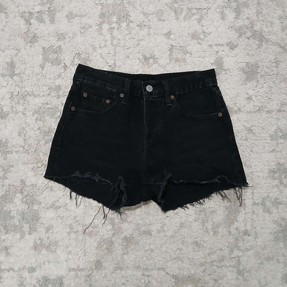Levis 501 Black Denim Shorts ~ Womens Size 24